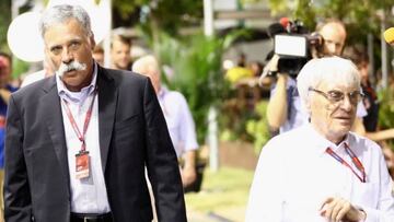 Chase Carey, presidente de la F1, y Bernie Ecclestone.