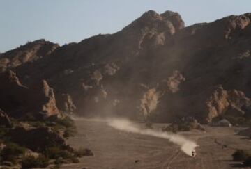 La décima etapa del Rally Dakar entre Chilecito y San Juan (Argentina).
El español Gerard Farrés en su motocicleta KTM.
El catalán alcanzó el podio a falta de dos jornadas