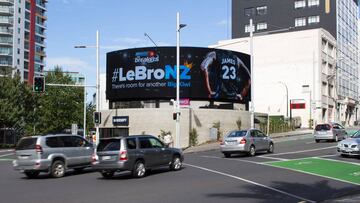 Cartel para reclutar a LeBron James en Nueva Zelanda.
