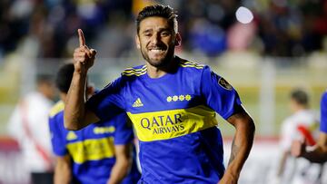 Soccer Football - Copa Libertadores - Group E - Always Ready v Boca Juniors - Estadio Hernando Siles, La Paz, Bolivia - May 4, 2022 Boca Juniors' Eduardo Salvio celebrates scoring their first goal REUTERS/Manuel Claure