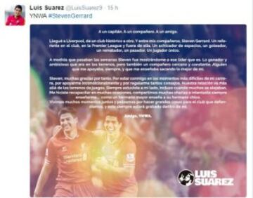 Los futbolistas homenajean a Steven Gerrard