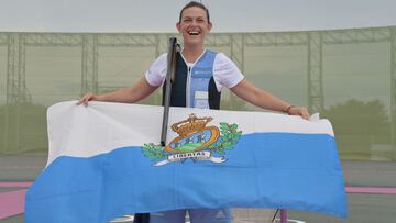 29 July 2021, Japan, Tokyo: Bronze medallist San Marino's Alessandra Perilli celebrates after the women's trap final contest at the Alaska Shooting Range during the Tokyo 2020 Olympic Games. Photo: Alfredo Falcone/LaPresse via ZUMA Press/dpa
Alfredo Falcone/LaPresse via ZUM / DPA
29/07/2021 ONLY FOR USE IN SPAIN