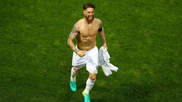 Ramos celebra su gol.