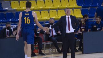 Sarunas Jasikevicius, durante el partido de la jornada 34 de la Liga Endesa que ha enfrentado al Barcelona y al Obradoiro.