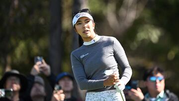 USA's Alison Lee tees off on the 4th hole during the third round of the BMW Ladies Championship golf tournament at Seowon Hills Country Club in Paju on October 21, 2023. (Photo by Jung Yeon-je / AFP)