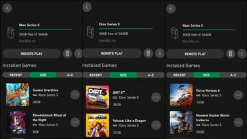 Esto es lo que pesan estos títulos en Xbox Series S.
