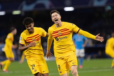 El delantero del Barcelona celebra el gol que marca en el minuto 60 de partido.