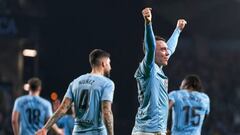 Iago Aspas celebra su segundo gol ante el Rayo Vallecano en Balaídos.