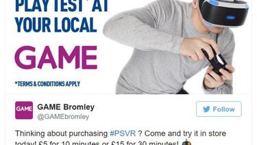 GAME cobra 15 libras por probar PS VR en tiendas