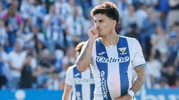 Juan Cruz celebra un gol anotado con el Leganés frente al Valladolid.