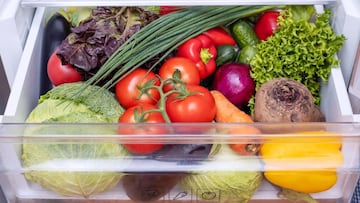 Hortalizas y frutas en la nevera