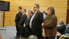 Eufemiano Fuentes, Ignacio Labarta, Vicente Belda, Manolo Saiz y Yolanda Fuentes, durante el juicio de la Operaci&oacute;n Puerto, en 2013.