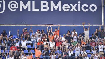 MONTERREY, MEXICO - MAY 05: Fans perform a wave during the Houston Astros vs Los Angeles Angels of Anaheim match as part of the Mexico Series at Estadio de Beisbol Monterrey on May 05, 2019 in Monterrey, Nuevo Leon.   Azael Rodriguez/Getty Images/AFP
 == FOR NEWSPAPERS, INTERNET, TELCOS &amp; TELEVISION USE ONLY ==