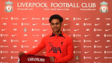 KIRKBY, ENGLAND - JULY 03: (THE SUN OUT, THE SUN ON SUNDAY OUT) Fabio Carvalho new signing for Liverpool at AXA Training Centre on July 03, 2022 in Kirkby, England. (Photo by Andrew Powell/Liverpool FC via Getty Images)