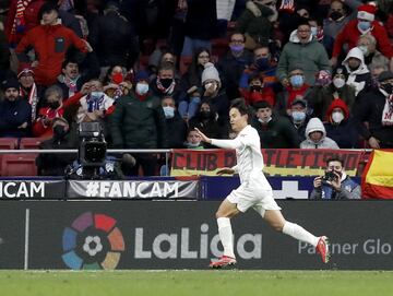 Kubo celebrando el gol de la victoria para el Mallorca 