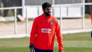 Diego Costa en el entrenamiento.