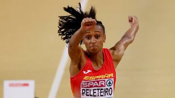 Athletics - 2019 European Indoor Athletics Championships -  Emirates Arena, Glasgow, Britain - March 3, 2019   Spain&#039;s Ana Peleteiro in action during Triple Jump Women Final   Action Images via Reuters/Lee Smith