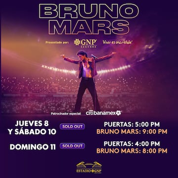 Horarios del show de Bruno Mars