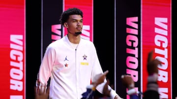 Victor Wembanyama, pívot de San Antonio Spurs, durante la presentación del All Star Game 2025.