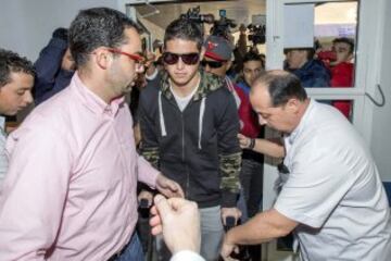 James Rodríguez a la llegada al Hospital Quirón Murcia.