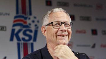  Iceland&#039;s coach Lars Lagerback during a news conference.  