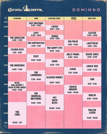 Horarios domingo Corona Capital 2023.