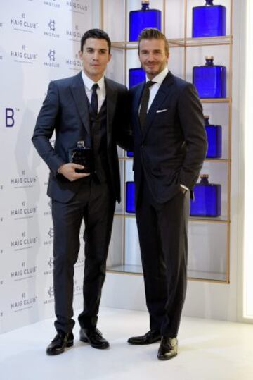 David Beckham y el actor Alex González durante el acto publicitario de Haig Club.