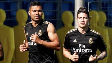 James Rodríguez entrenando con el Madrid