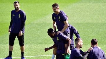 Cristiano Ronaldo en el entrenamiento de la Juventus.