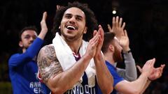 Basketball - EuroLeague Final Four Semi Final A - Fenerbahce Beko Istanbul vs Anadolu Efes Istanbul - Fernando Buesa Arena, Vitoria-Gasteiz, Spain - May 17, 2019 Anadolu Efes Istanbul&acirc;s Shane Larkin celebrates after the game. REUTERS/Sergio Perez