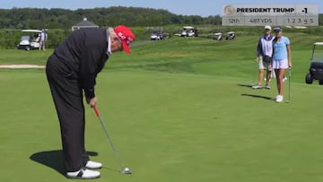 Trump misses one of the worst putts ever while playing golf with his granddaughter Kai