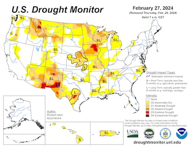 Which U.S. cities are at risk of drought in the coming years? The map showing the driest areas