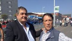 Manolo Saiz se fotograf&iacute;a con Jos&eacute; Miguel Ech&aacute;varri en los Mundiales de Ponferrada 2014.