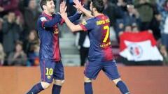 Messi y Villa celebran uno de los goles del argent.ino