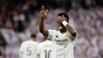 Vinicius Jr. celebra el segundo gol de su equipo al Rayo Vallecano.