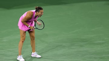 Aryna Sabalenka celebra su victoria ante Peyton Stearns en Indian Wells.