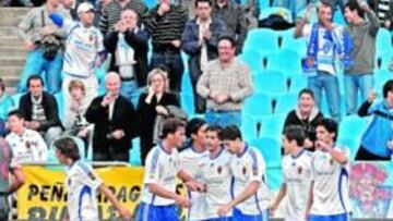 <b>AL FIN UNA VICTORIA. </b>La celebración del gol de Lafita. Angelito volvió a ser otra vez decisivo para el Real Zaragoza.