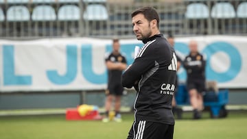 Gabi, durante un entrenamiento del Real Zaragoza.