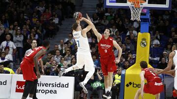 Doncic lanza ante Sekulic en el Real Madrid-Fuenlabrada.