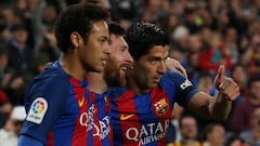 Neymar, Leo Messi y Luis Su&aacute;rez, la MSN del Barcelona.