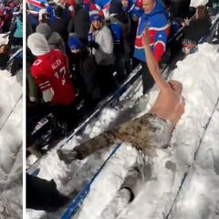 Bills shirtless fan goes wild diving into snow during Buffalo vs. San Francisco game