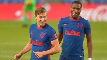 Marcos Llorente celebra el gol a la Real.