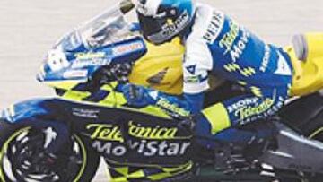 <b>BICOLOR. </b>La moto que probó Dani Pedrosa en Cheste mezclaba el amarillo y el azul porque era una de las de Biaggi equipada con el carenado de su patrocinador.