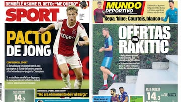 Portadas de los diarios Sport y Mundo Deportivo del d&iacute;a 9 de agosto de 2018.