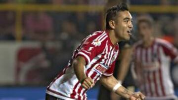 Marco Fabi&aacute;n celebrando su gol ante Dorados en la jornada 16 del campeonato.