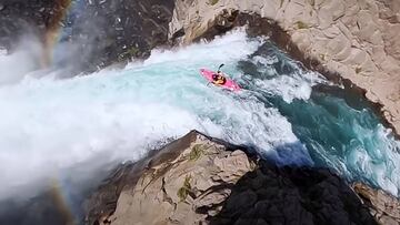 Dane Jackson descendiendo el Salto del Maule (Chile), la segunda cascada más alta conquistada en kayak.