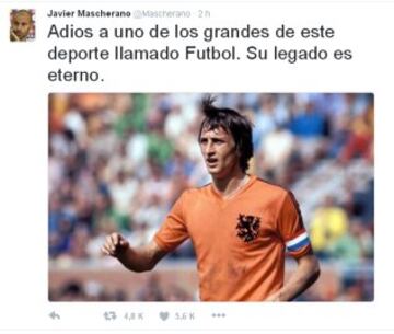 El mundo del deporte despide a Johan Cruyff en las redes sociales