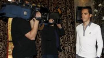 <b>EN MALLORCA. </b>Alberto Contador, el día de su conferencia de prensa en la concentración del Saxo Bank.