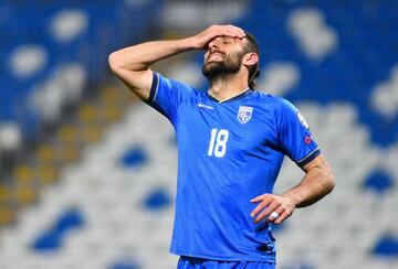 Vedat Muriqi, en el partido de Kosovo ante Suecia.