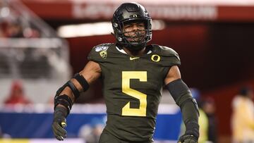 Oregon’s Kayvon Thibodeaux is one of two defensive ends in the running to be the first overall pick at the 2022 NFL Draft in Las Vegas.